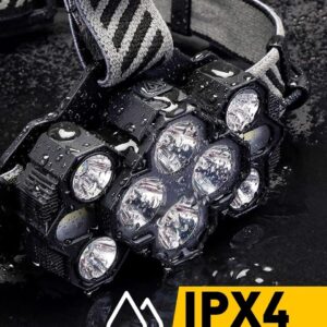 Headlamp - Rechargeable LED Headlamp - 10 LEDs - Extra powerful - 1000 lumens - 150-meter beam distance - Adjustable